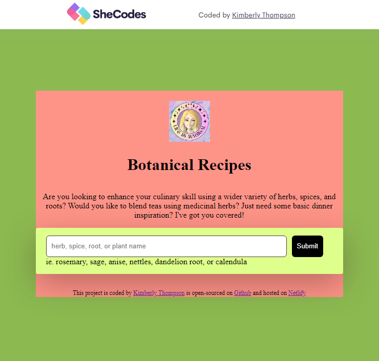 image of recipe app